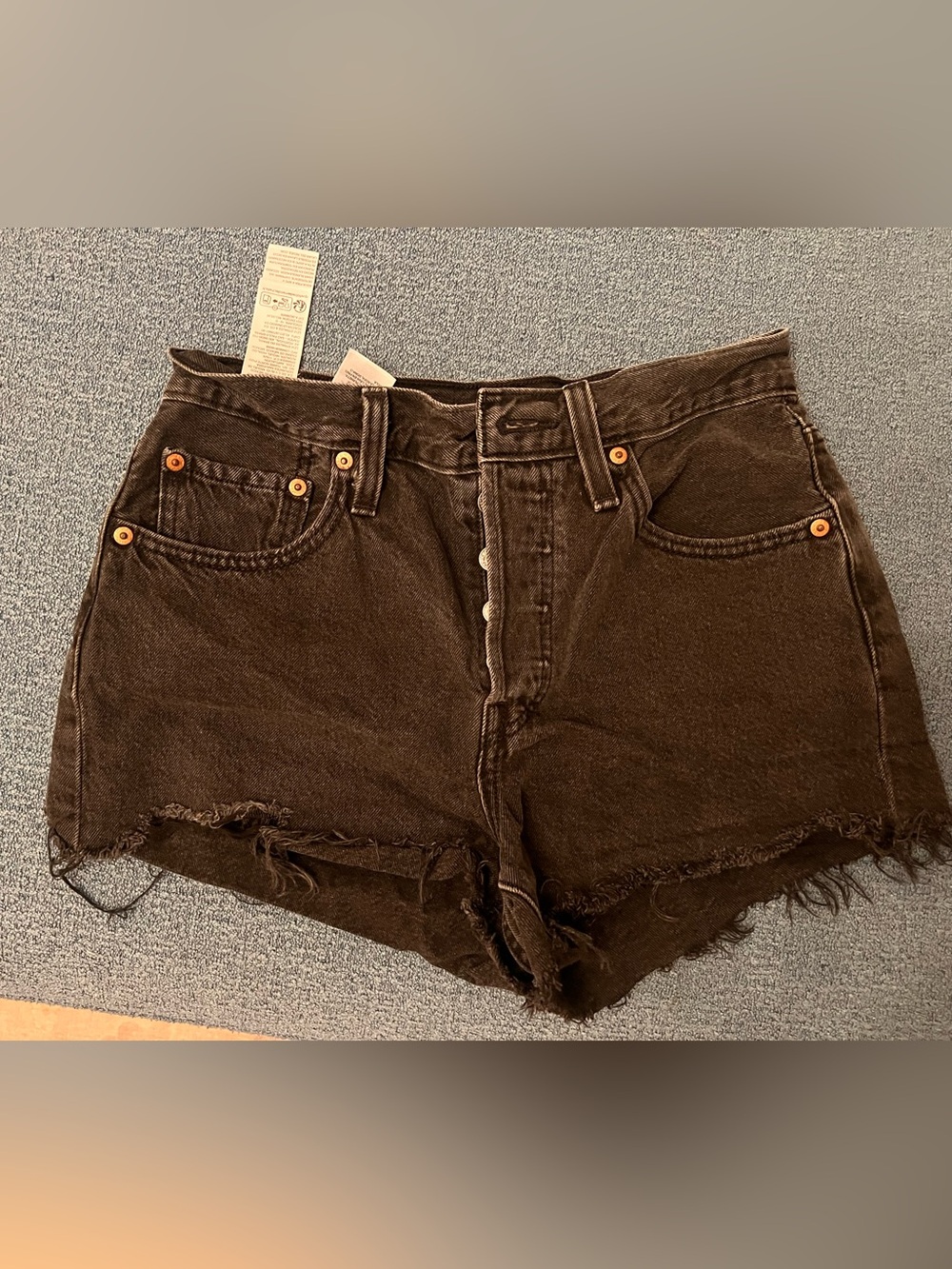 Black denim Levi 501 shorts